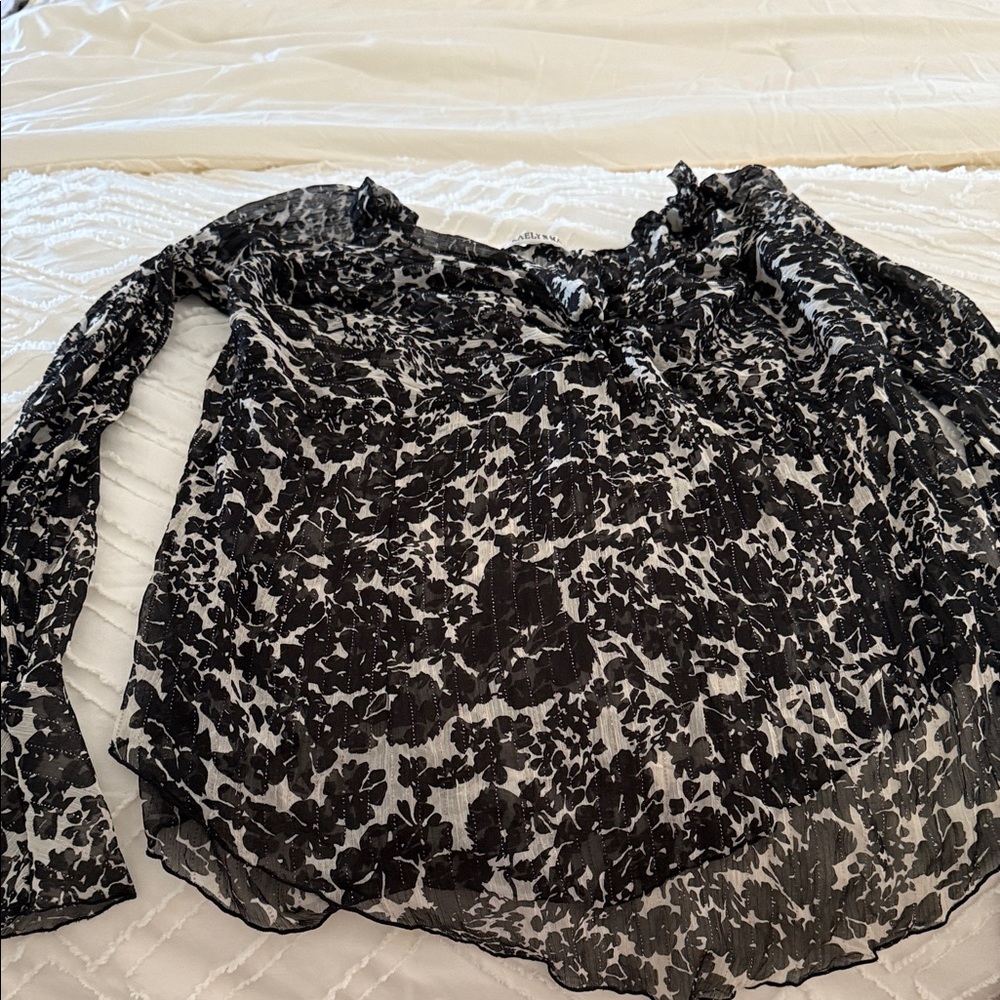 Elegant Black and White Floral Blouse